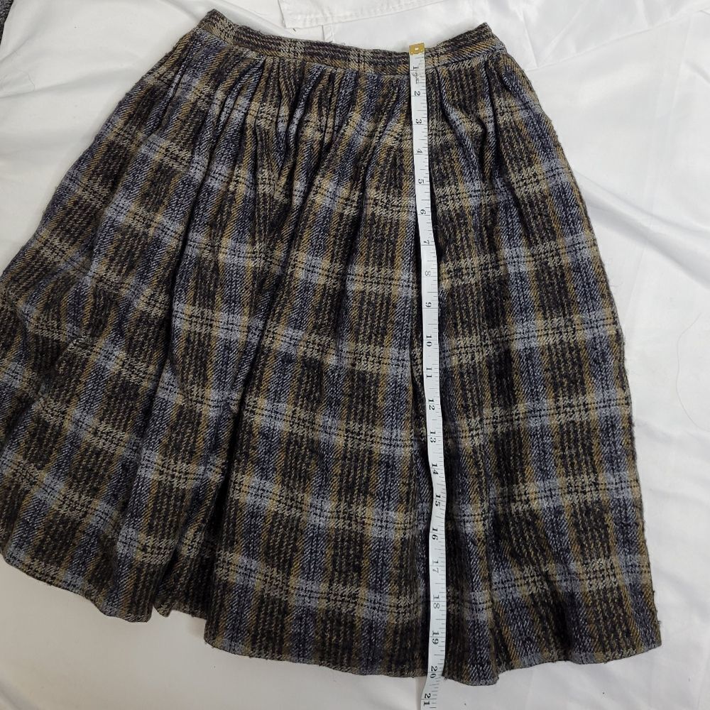 Vintage 70s Plaid Skirt Handmade Dark Academia Wo… - image 6